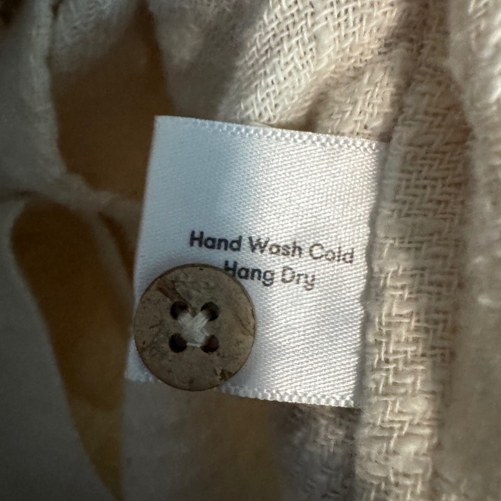 3sixteen Vacation Shirt Mens Medium Cream Textured Cotton Gauze Short Sleeve - Picture 6 of 10